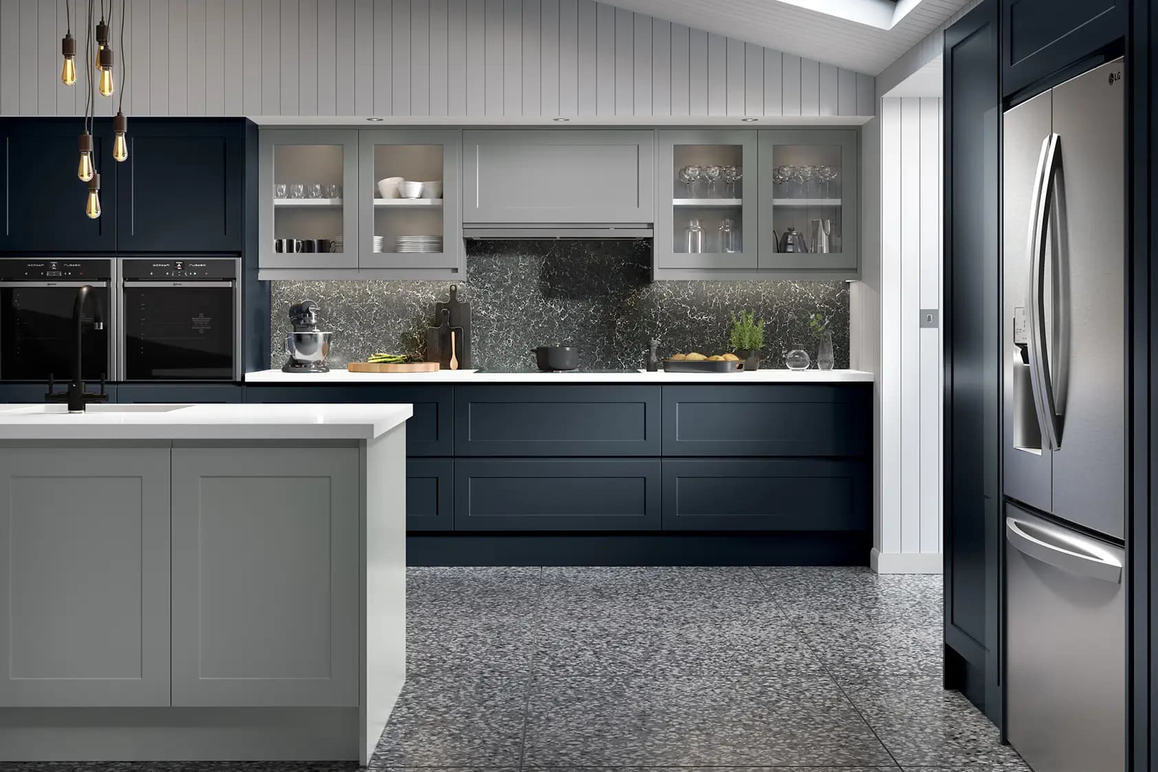 Rogan Matt Blue Grey Shaker Kitchen