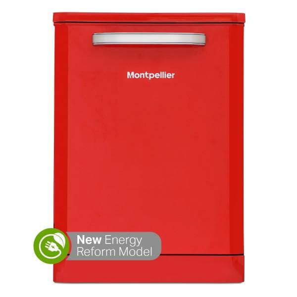 MONTPELLIER MAB6015R60CM FREESTANDING RETRO DISHWASHER IN RED