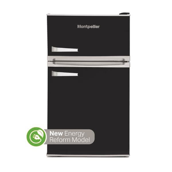 MONTPELLIER MAB2035K BLACK RETRO STYLE UNDER COUNTER FRIDGE FREEZER