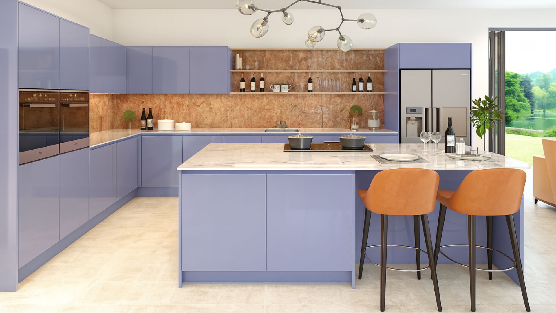 Banks J Profile Gloss Violet Fitted Kitchen