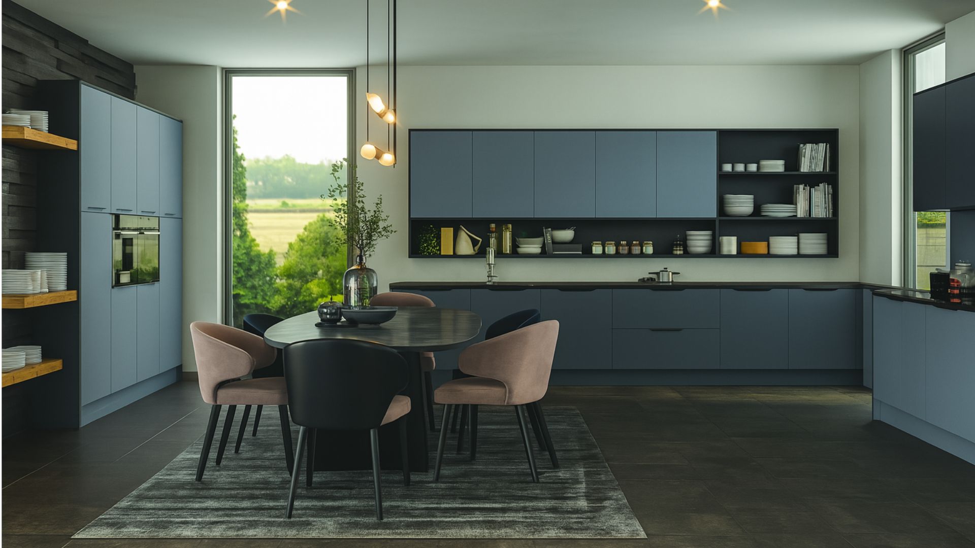 Khan Integrated Handle Fitted Kitchen Matt Blue