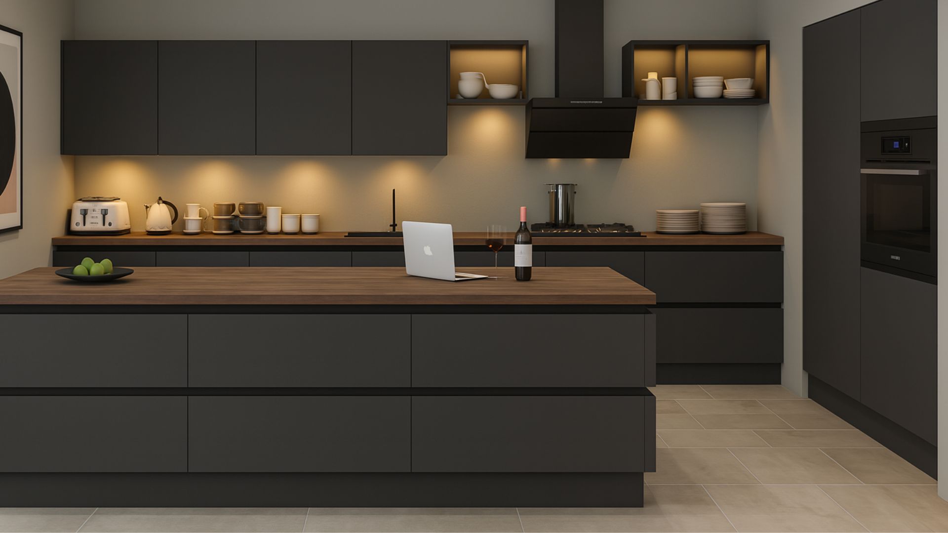 Munro True Handleless Graphite Kitchen