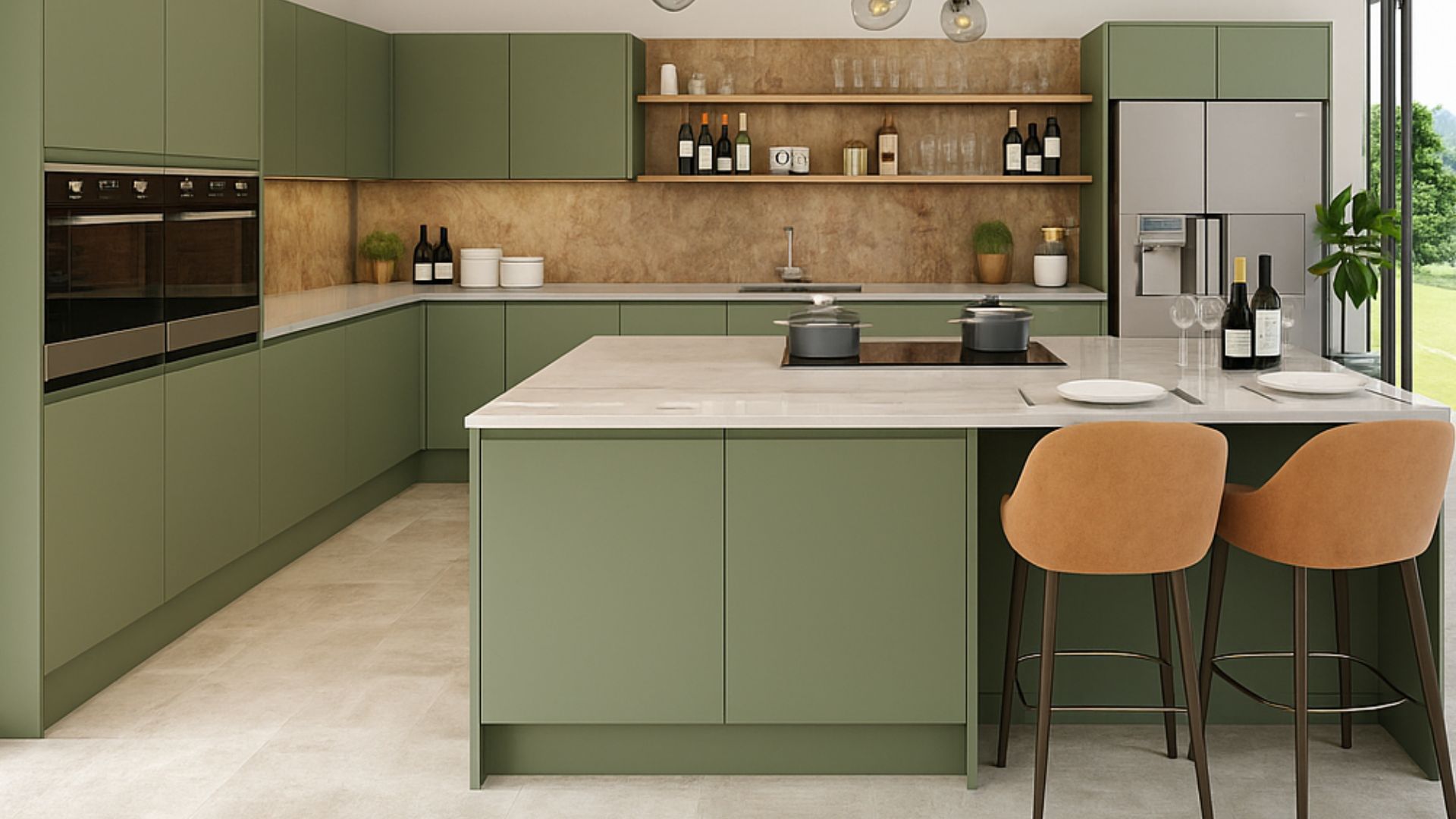 Oliver J Profile Matt Green Fitted Kitchen