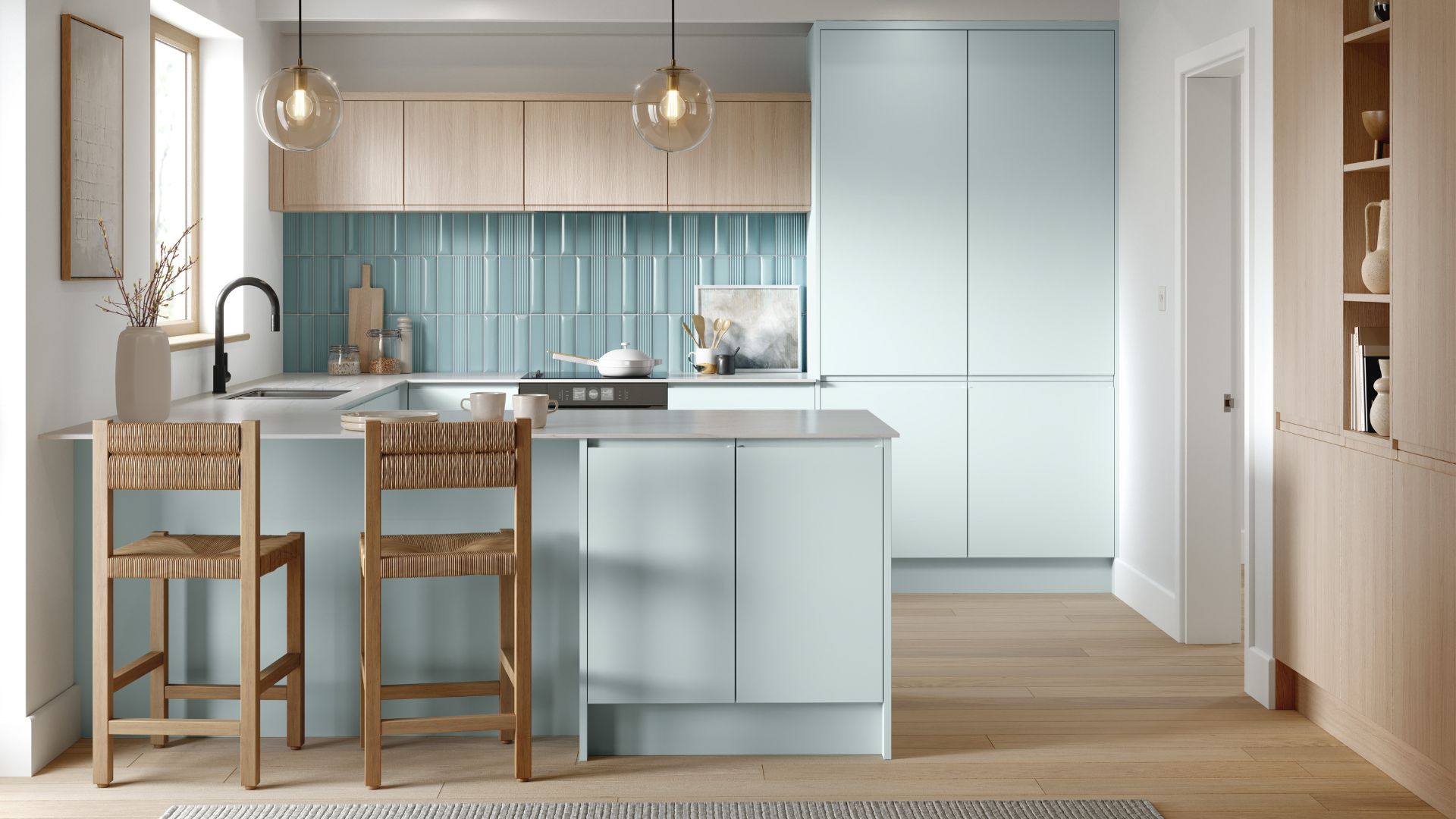 Oliver J Profile Matt Light Blue Fitted Kitchen
