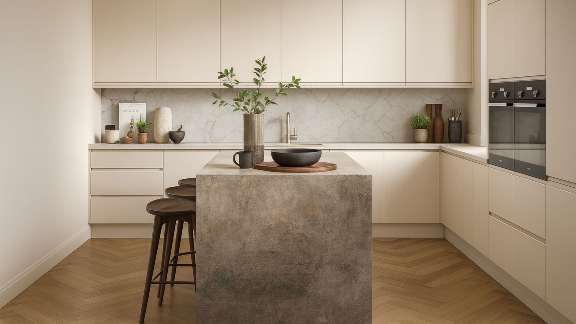 Oliver J Profile Matt Pebble Fitted Kitchen