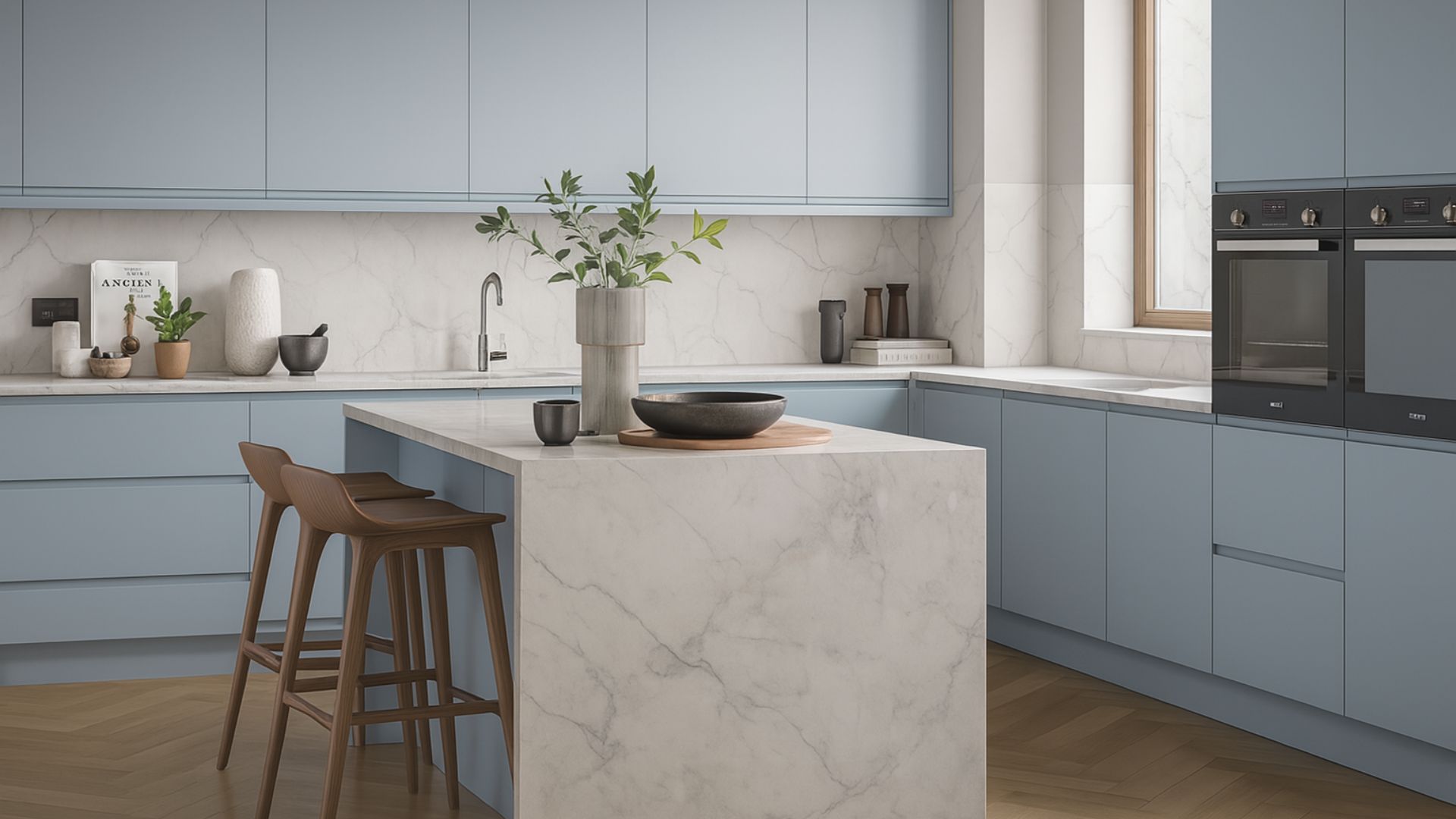 Oliver J Profile Matt Sky Blue Fitted Kitchen