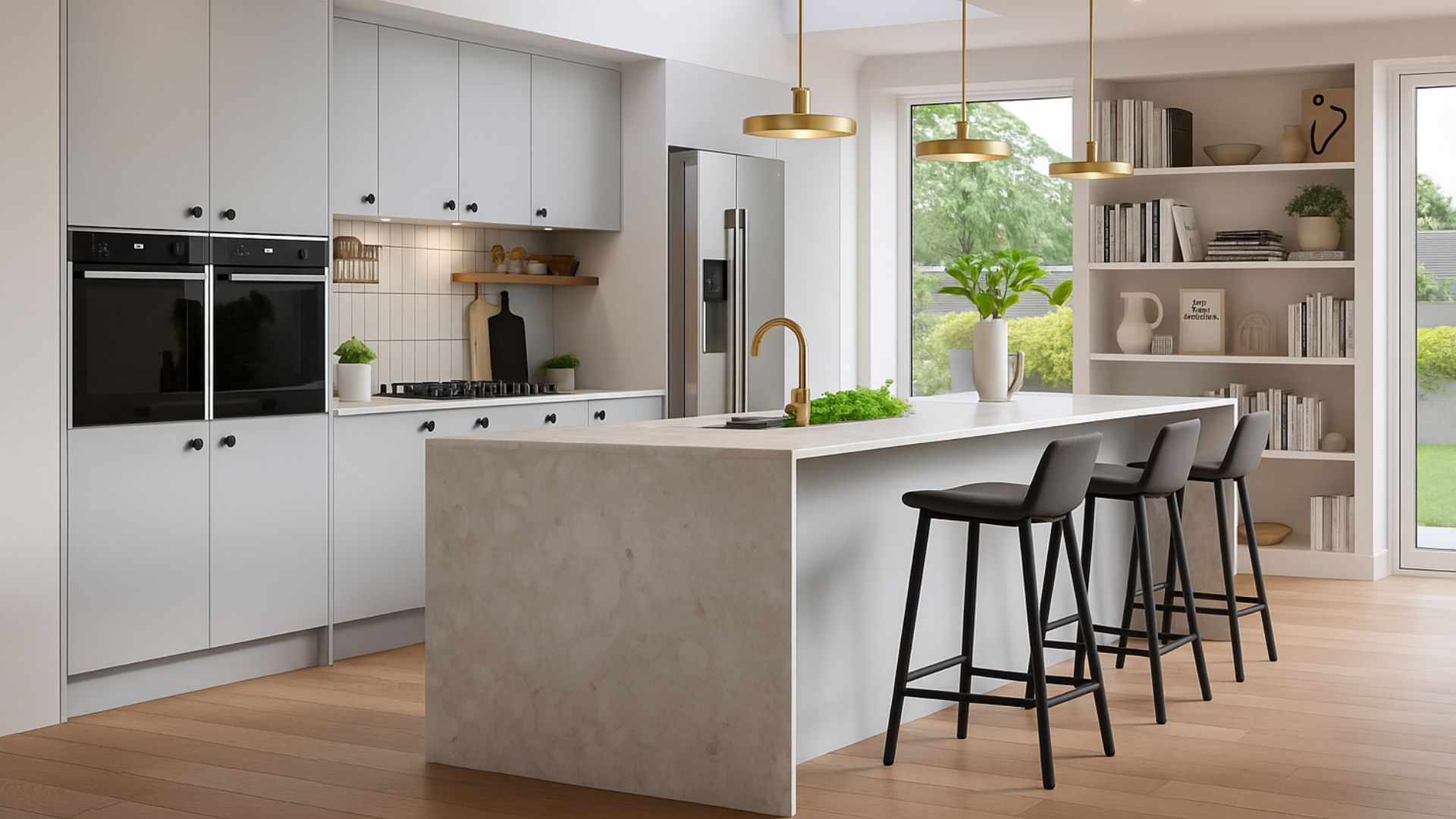 Ramsay Slab Door Fitted Kitchen Grey